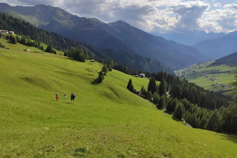 Zielone zbocza austriackich Alp latem