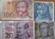 Banknoty chorwackich kun o nominałach 10, 20, 50 i 100