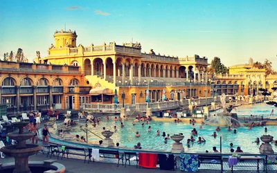 Zewnętrzny basen termalny łaźni Széchenyi w Budapeszcie