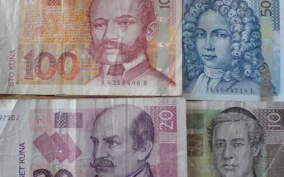 Banknoty kuny chorwackiej o różnych nominałach