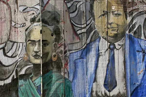 Uliczny portret Diego Rivera z żoną Fridą Kahlo