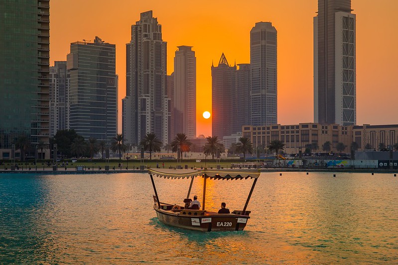 Dubaj | Dubaj o zachodzie słońca