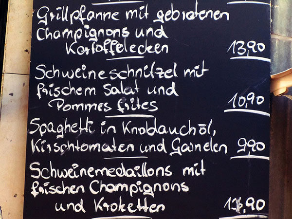Niemcy | Przykładowe menu z Chemnitz (Saksonia)